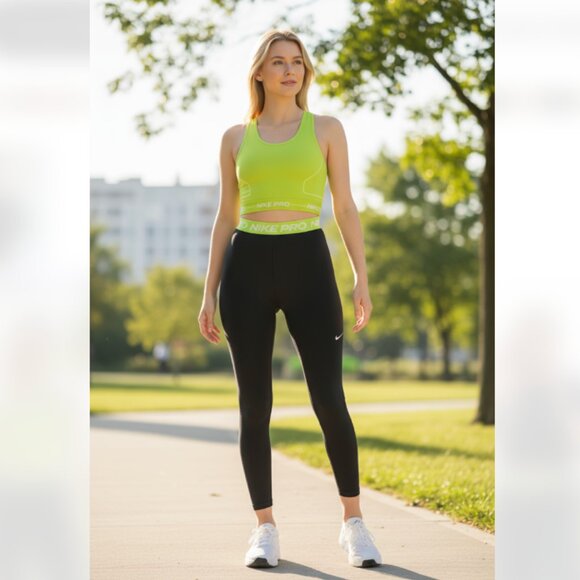 NWT Nike Pro Women's Mid-Rise Crop Leggings (Plus Size) SZ-1X - Picture 1 of 11